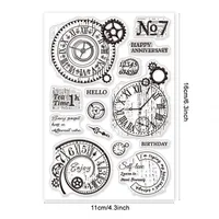 Vintage Gear Clock Clear Stamps Clock Time Silicone Clear Stamp Gear Wheel Transparent Stamps for DIY Scrapbooking and Cards 6