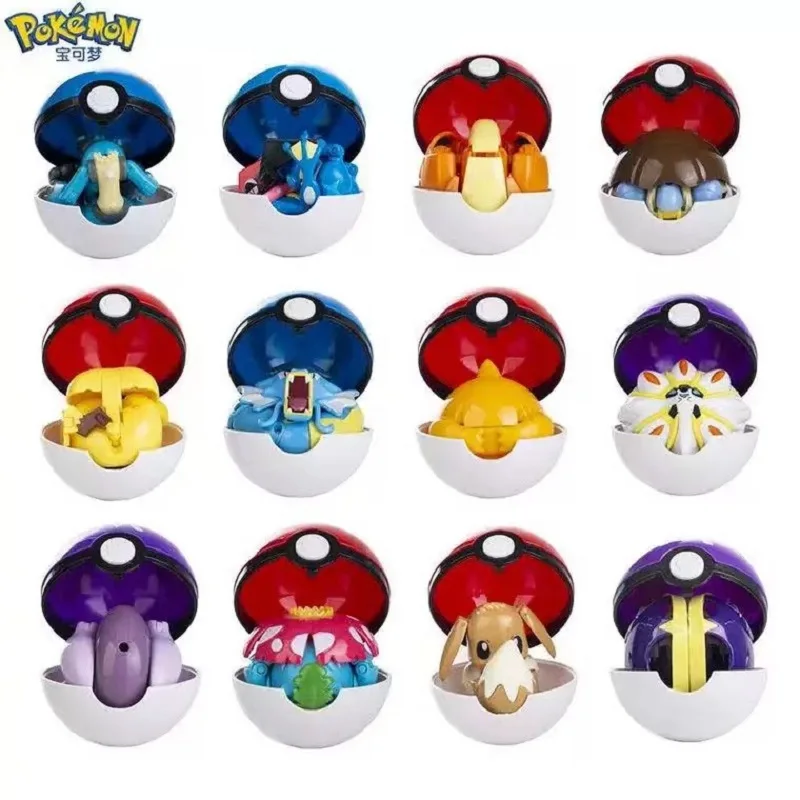 

Anime Pokemon Figures Ball Variant Toys Model Pikachu Jenny Turtle Pocket Monsters Action Figure Toy Gift