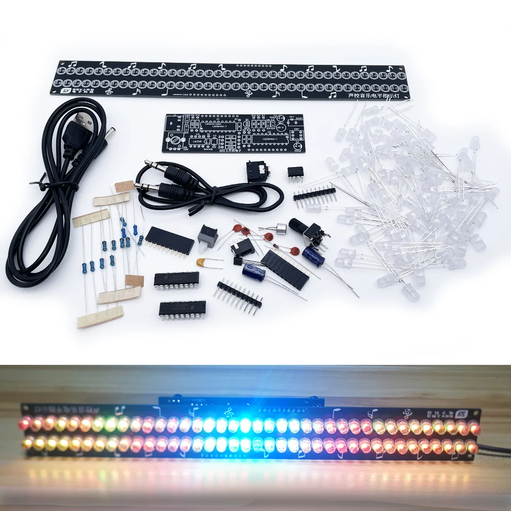 

DIY electronic kit led music spectrum led 38bit Foggy colorful led 24cm diy electronic soldering project beginner