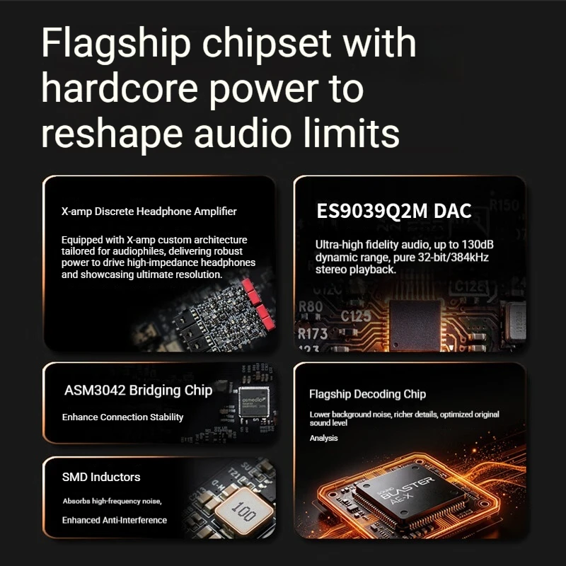 Creative Sound Blaster AE-X 내장 사운드 카드, 게임 전용, 오디오 디코딩 증폭기, 32비트/384kHz, 130dB, DSD256