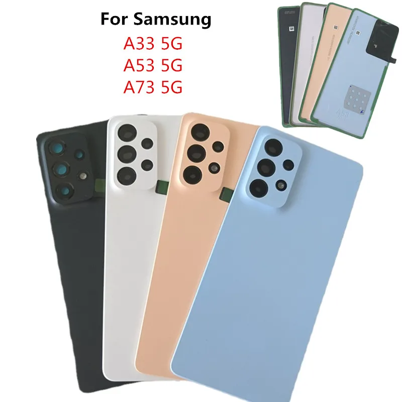 

with Camera Lens For Samsung Galaxy A73 5G A33 A53 A336 A536 A736 Back Battery Cover Panel Rear Door Housing Case Repair Parts