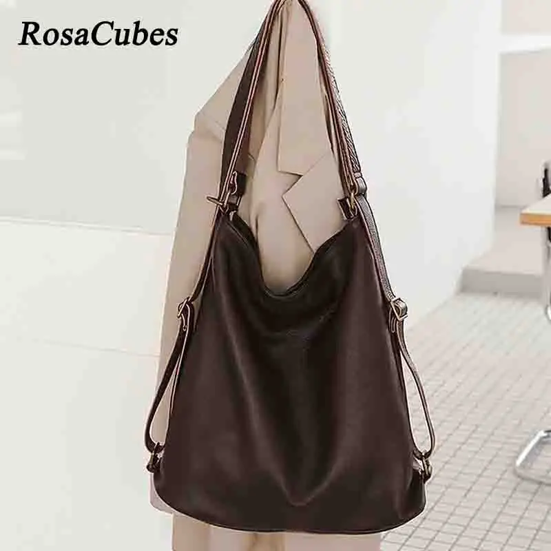 

Large Capacity Tote Woman Bags Thick Cowhide Leather Cross Body Lady Hobos Daily Bag Shoulder Totes Back Pack 2023 New