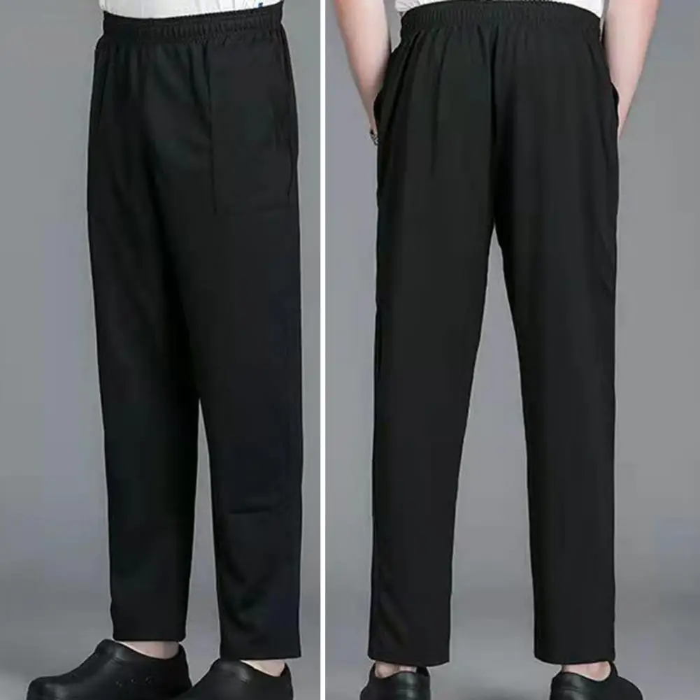 Cook Pants Unisex Chef Pants Elastic Waist Breathable Fabric Secure Pockets for Restaurant Service Cooking Uniforms Loose wide leg pants