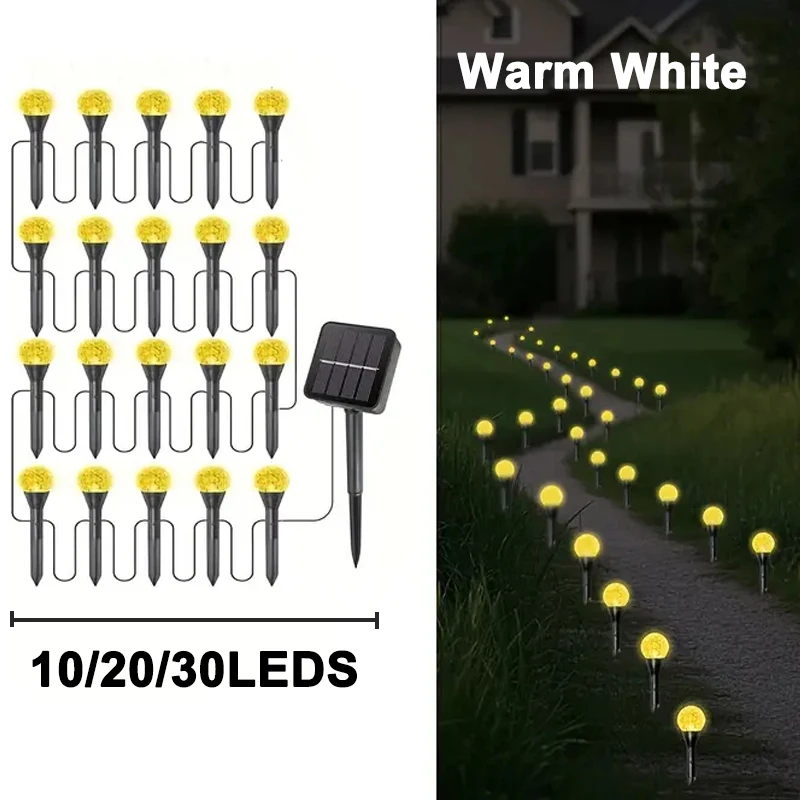 ตัวเลือกสินค้า ไฟประดับโซลาร์เซลล์ LED ลูกบอล 30 ดวง 8 โหมด