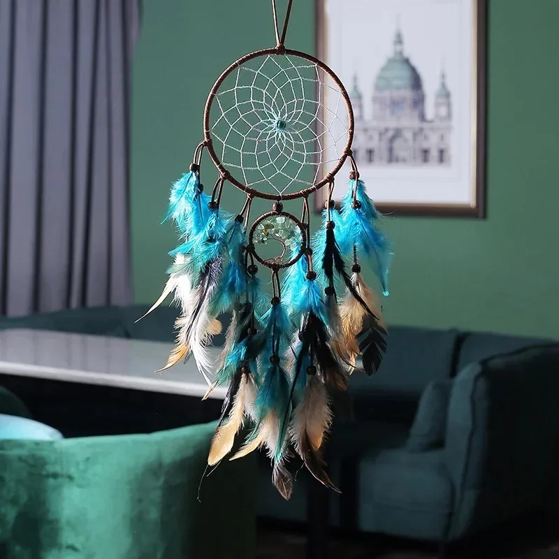

Vintage Tree of Life Hanging Wall Feather Dream Catcher Net Crafts for Homestay Decoration Home Accessories Home Decor