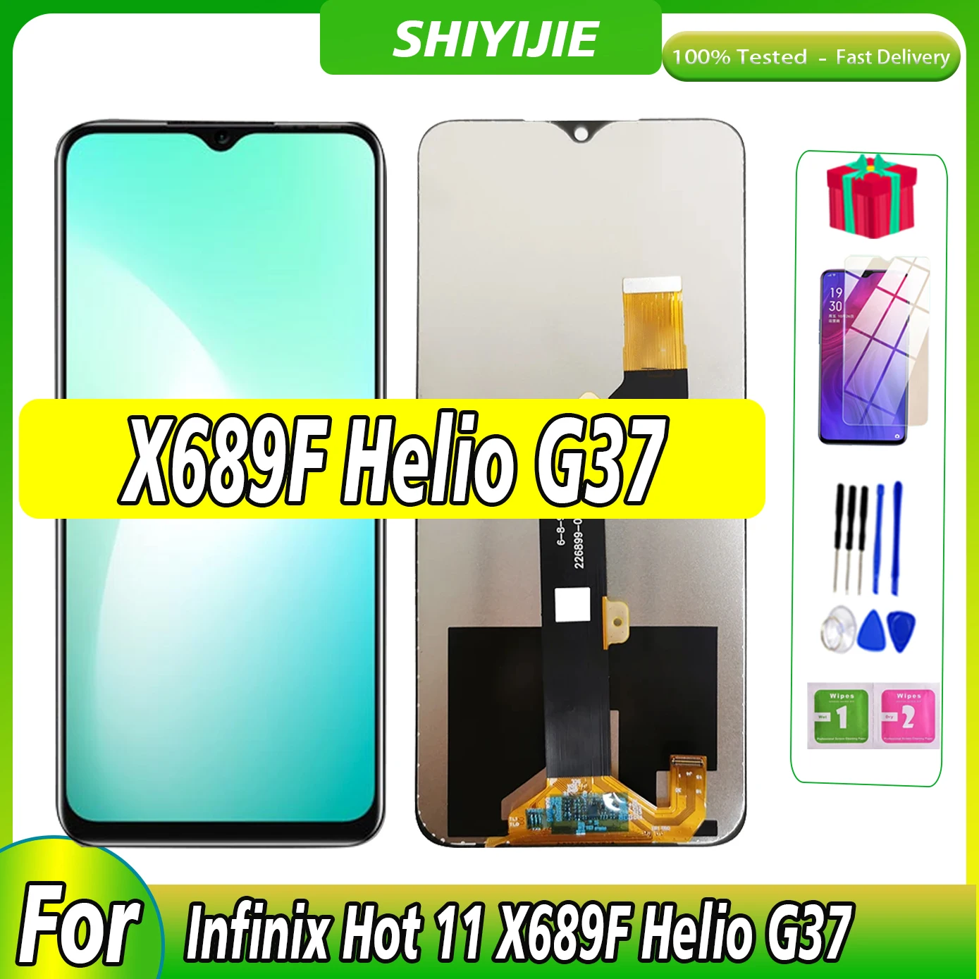 프레임 디지타이저 센서 장착 LCD 스크린 터치 어셈블리, 교체용 6.82 인치 디스플레이, Infinix Hot 11 X689F Helio G37
