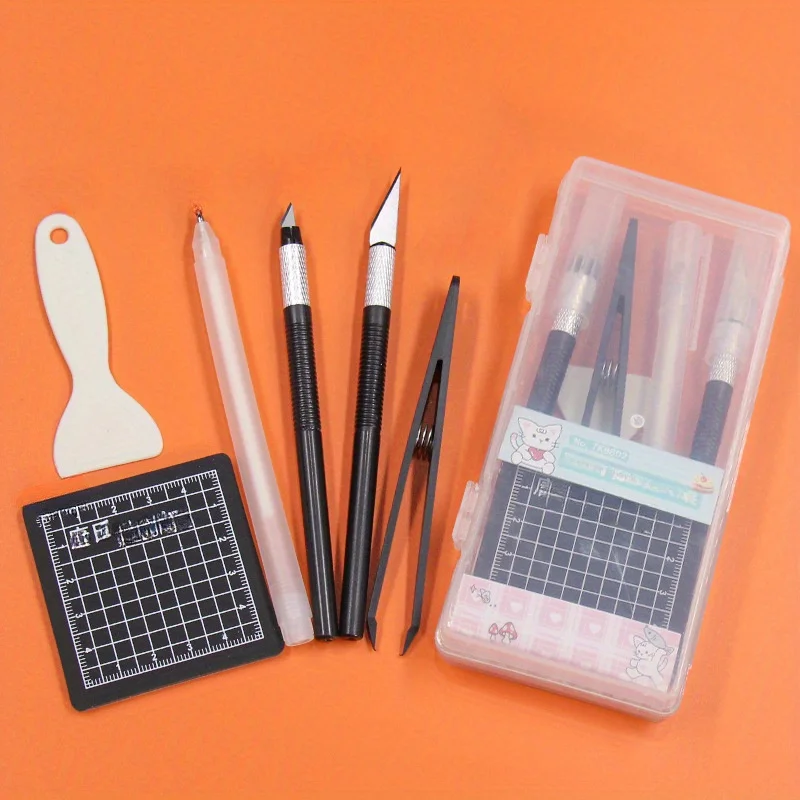 DIY Art Craft Tool Set with Cutting Mat & Sculpting Tools, Multi-Functional Creative Kit with Clear Storage Box for Handmade Pro 1