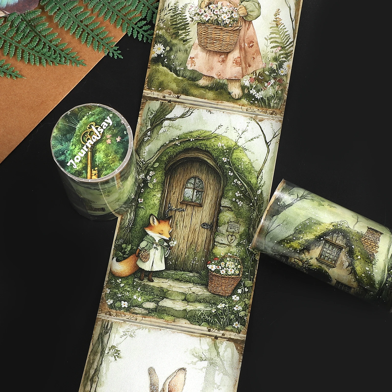 80mm*205cm 빈티지 숲 동물 이야기 풍경 와시 테이프 크리 에이 티브 DIY 저널 재료 콜라주 스크랩북 편지지