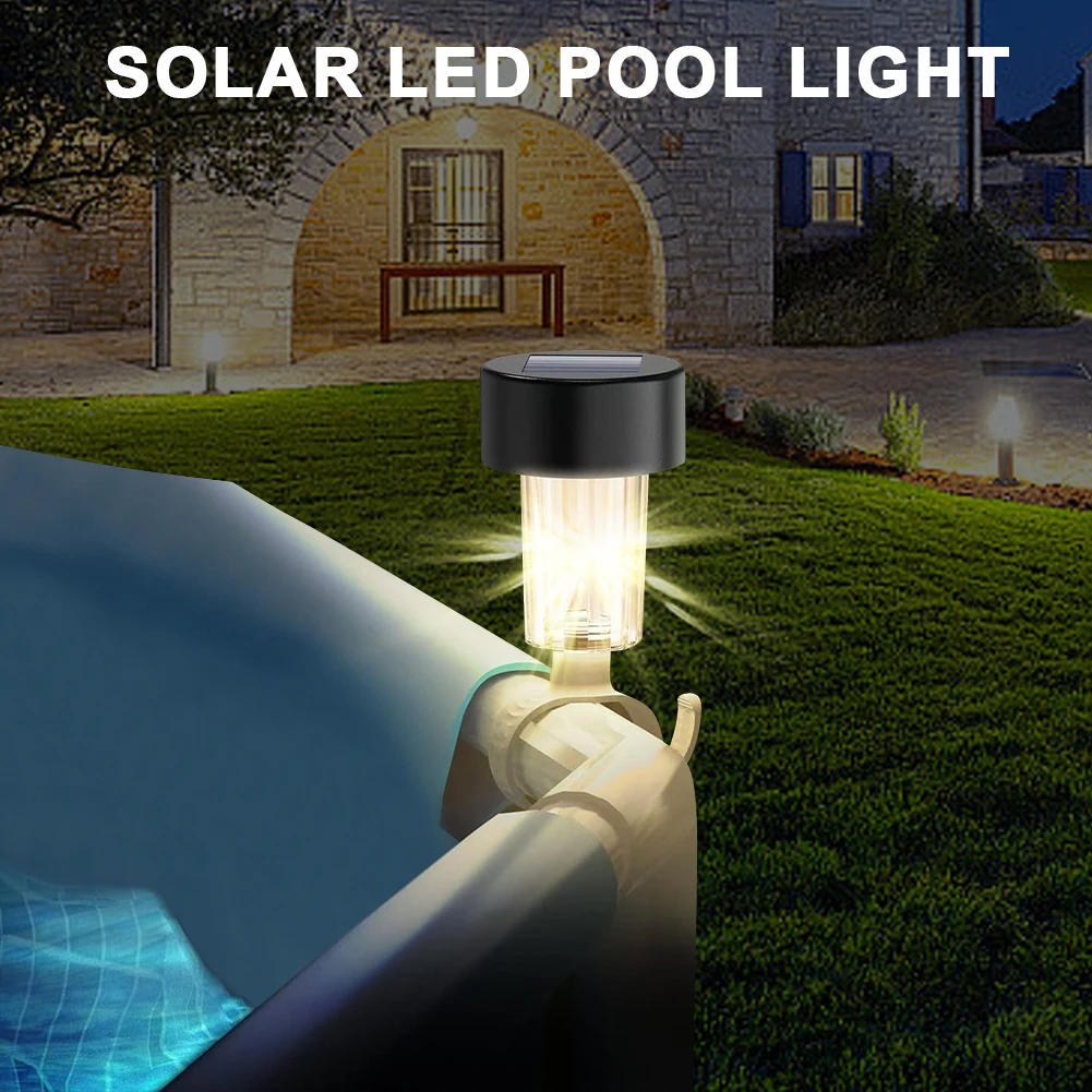 6 Pack Solar Lights Outdoor Fence Decor Warm Light Outdoor Pool Fence Decor Lamp Outdoor Swimming Pool Fence Decor Accessories