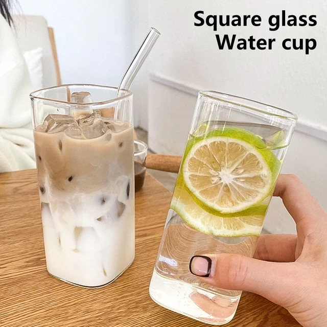 Ins Vertical Stripes Glass Cups With Lids And Straws Clear Glass Water  Bottle Straw Cup Drinking Glasses Tumbler Travel Bottle - Glass - AliExpress