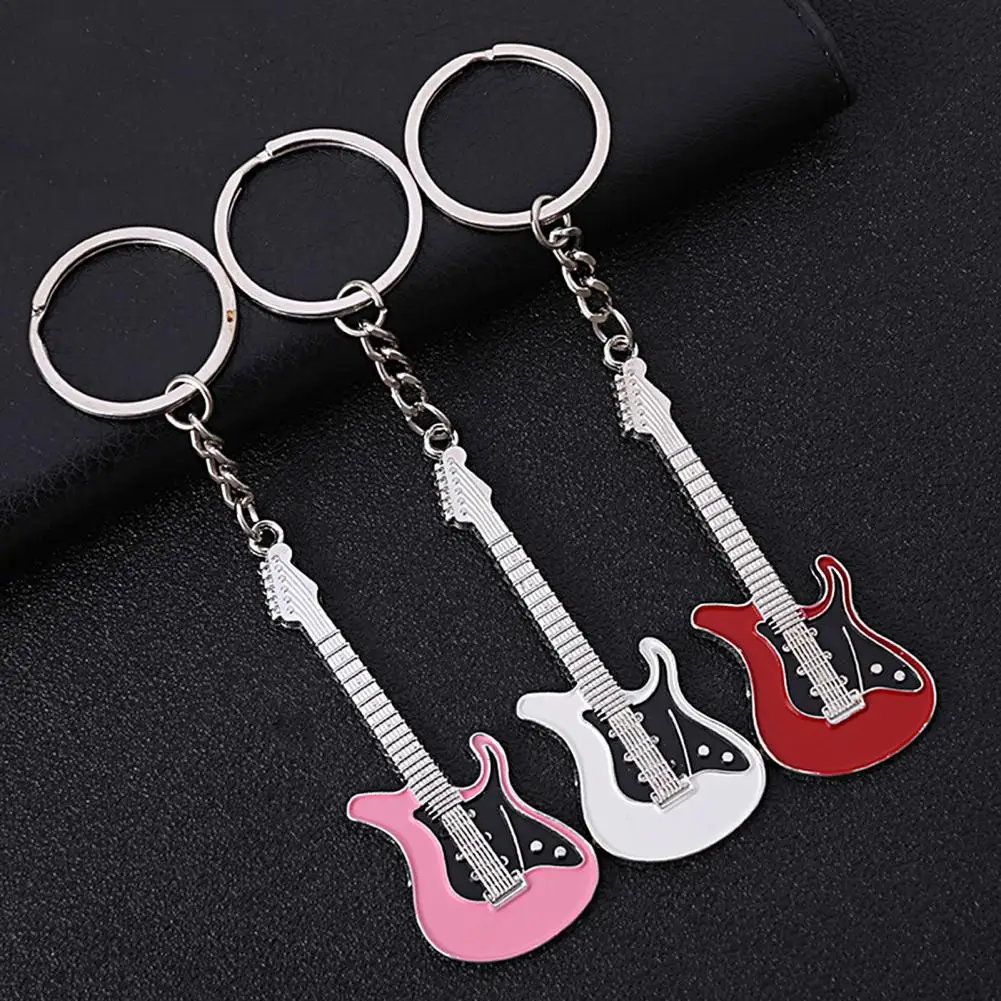 

Guitar Keychain Portable Multi-colors Gifts Backpack Ornament Metal Climbing Bag Guitar Bass Key Ring Pendant Music Lovers Gift