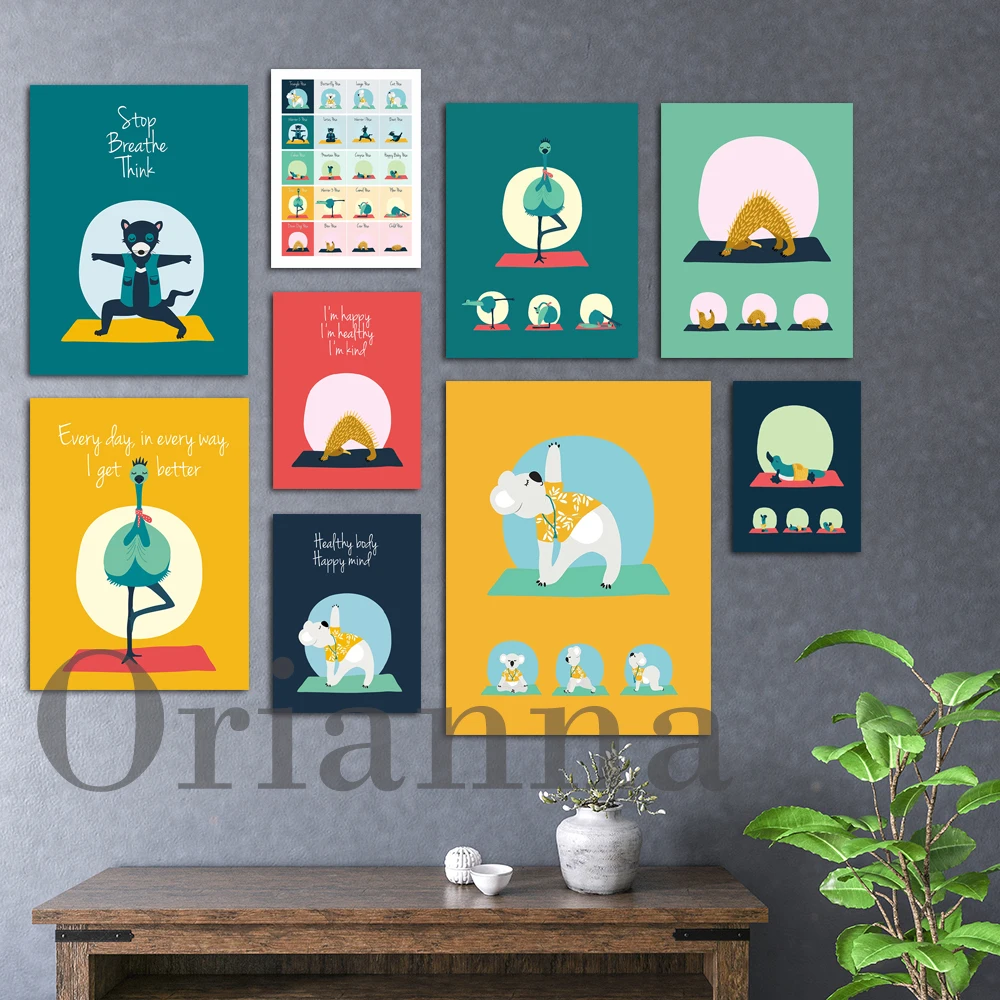 

Kids Yoga Posters 20 Yoga Poses - Wall Decor - Mindfulness For Kids Wall Art Print Animal Yoga Poster Yoga Room Decoration Gift