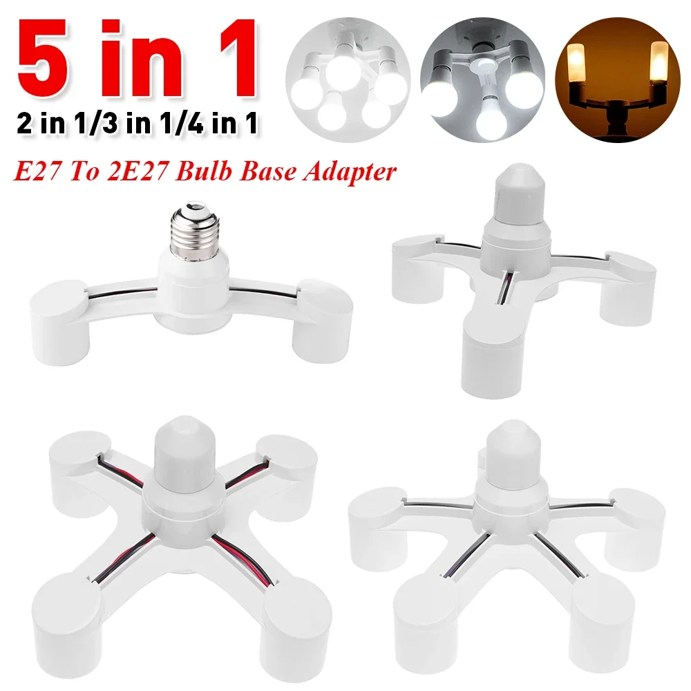 E27 LED Base 220V Light Screw Splitter Adapter Lamp 110V Holder Socket Bulb Holder Converter 2in 1 /3in 1 /4in 1 /5in 1