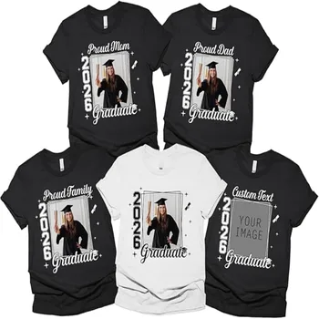 Proud Family 2026 Graduate Matching Shirt, Custom Photo, Student, School Name T-Shirt Grad Senior Graduation Matching Shirt 1