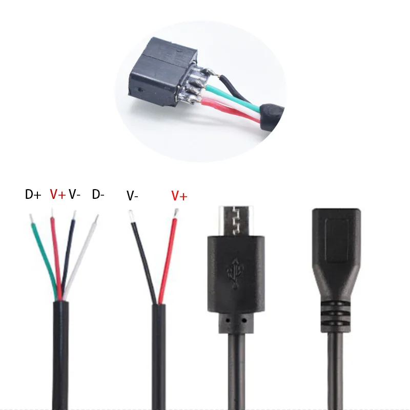 

30CM 1pcs/5pcs Micro USB 2.0 A Female Jack Android Interface 4 Pin 2 Pin Male Female Power Data Charge Cable Cord Connector