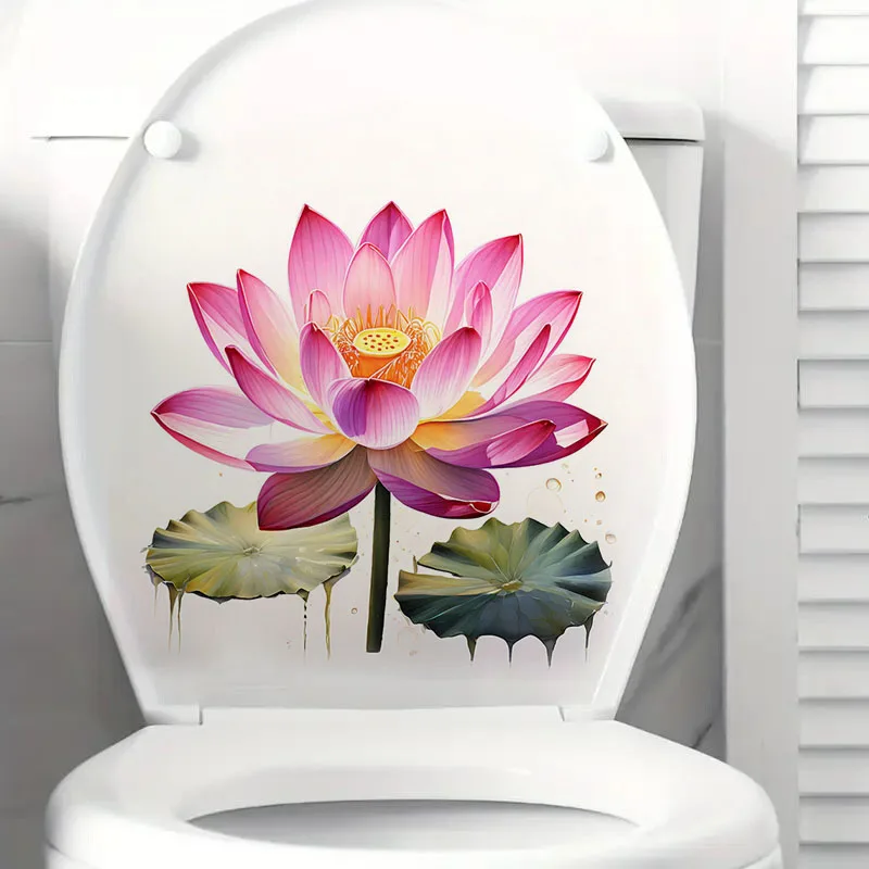 Gorgeous Lotus Toilet Stickers Decoration for Living Room, Wall, Bedroom, and Home Decor Car Decals Self-Adhesive