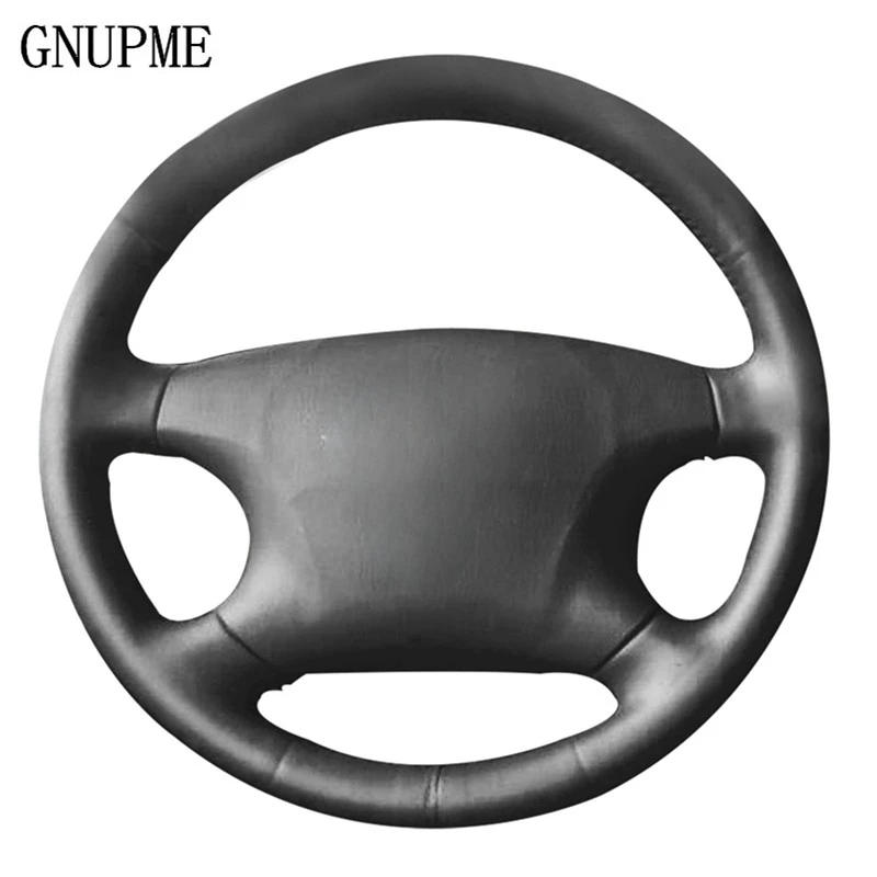 

DIY Hand-stitched Black Genuine Leather Car Steering Wheel Covers Wrap for Toyota Camry 2002-2004 Highlander Avalon 2002-2004