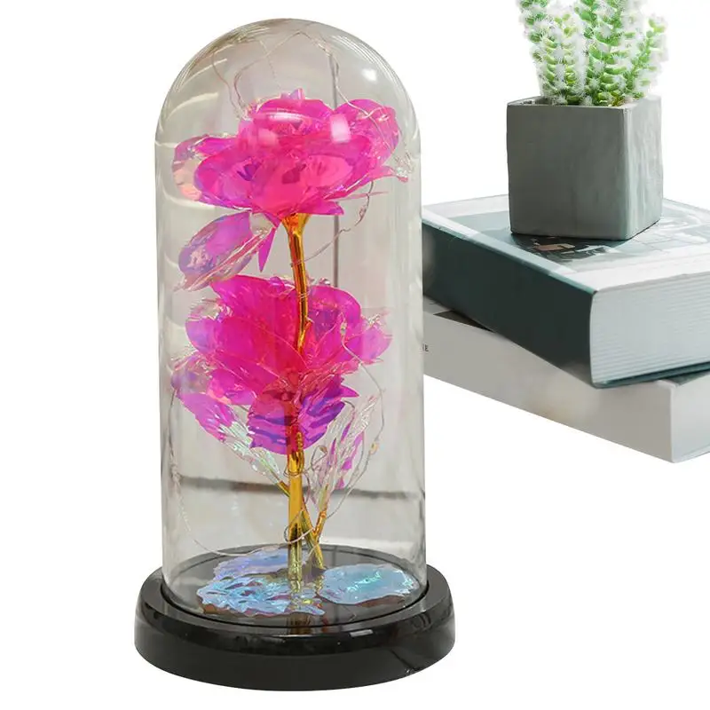 

Glass Rose In Glass Dome Creative Romantic Light Up Flowers Rose Flowers In Glass Battery Powered Christmas Gifts For Women