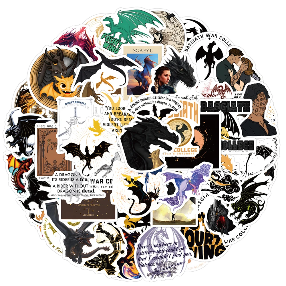 10/30/60/120PCS Cool Fourth Wing Anime Cartoon Stickers DIY Waterproof Phone Laptop Skateboard Luggage Guitar Joke Sticker Gift