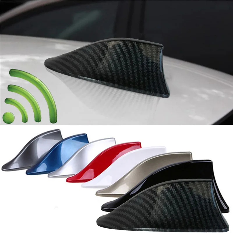 Car Roof Top Mount Shark Fin Aerial Antenna Toppers Auto Radio AM FM Antenna Signal Amplifie Universal Carbon Fiber Look