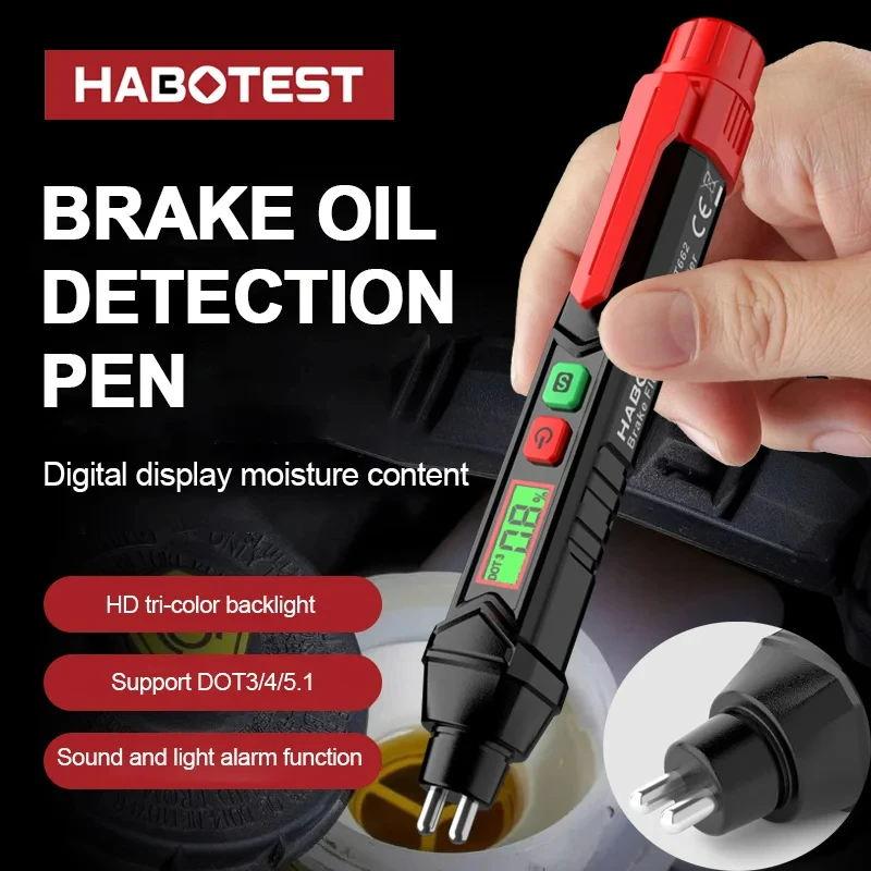 Brake Fluid Tester Auto Car Brake Liquid Digital Tester Pen LED Indicator Accurate Automotive Oil Sound Light Alarm
