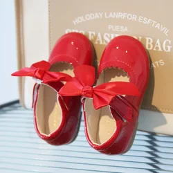 Toddler Girl Leather Dress Shoes - Cute Oxfords in Bright Colors for Parties and Dance (Red)