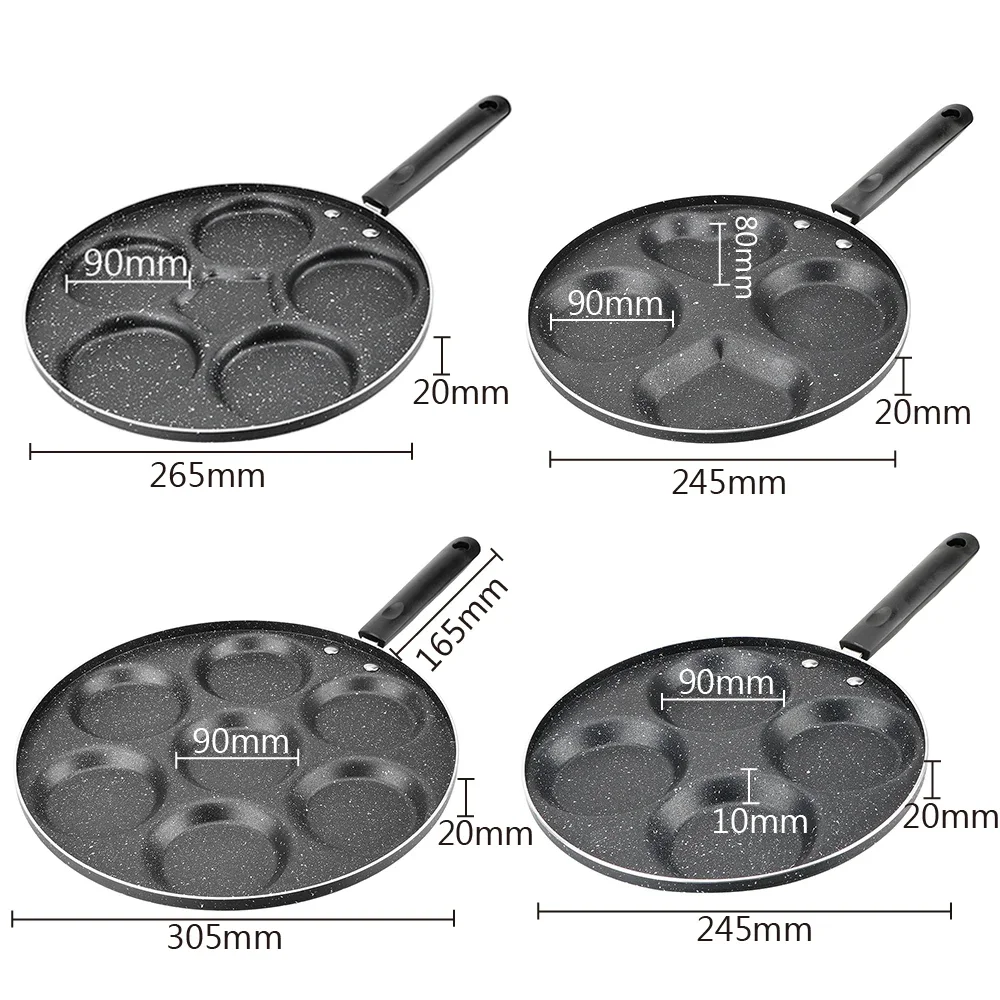 No Oil-smoke Thickened Omelet Pan Breakfast Maker Cooking Egg Ham Pans 4/5/7-hole Frying Pot Non-stick Egg Pancake Steak Pan