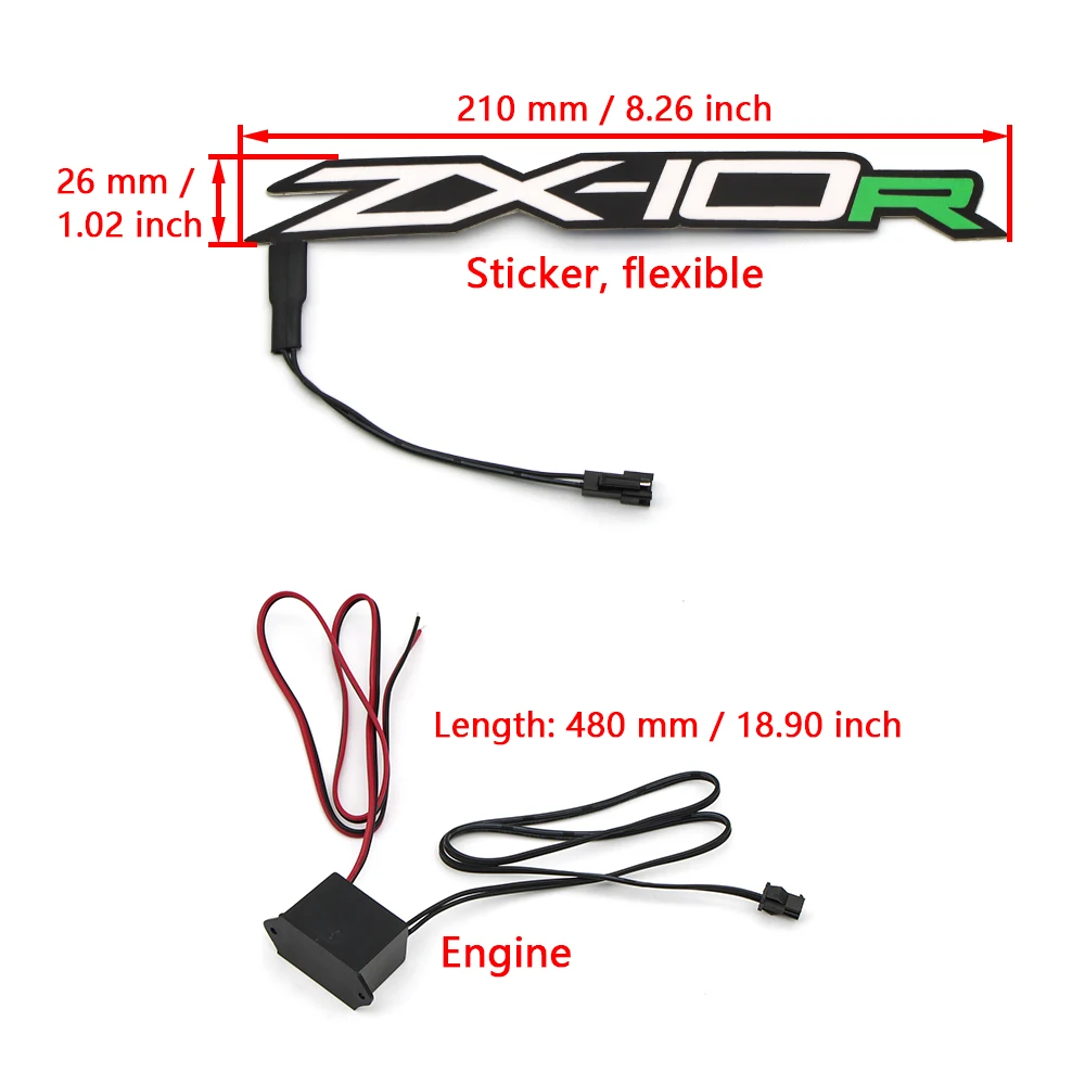 For Kawasaki ZX - 10R ZX10R ZX-10R Signal Light Accessories　Moto Night Riding Cold Light Signal Flashing Stripe Luminous Sticker flashing stripe luminous sticker for bmw r1250 rs r1250rs r 1250 rs led night riding cold light signal mod kit moto accessories