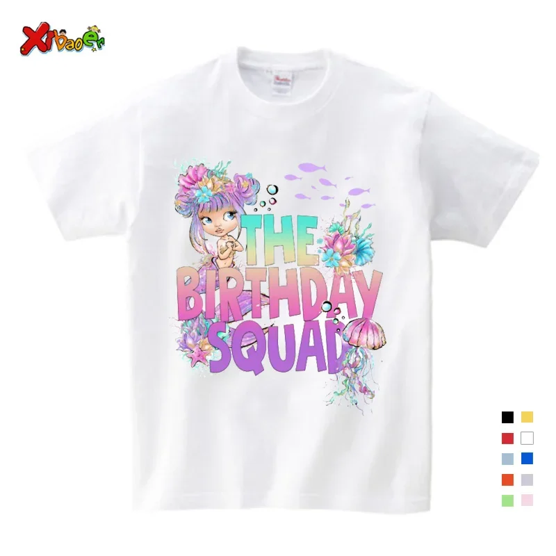 Birthday Girl T Shirt Family Shirts Black Mermaid DAD MOM Kids Girls Clothing Children Clothes Matching Mother Daughter Clothes 4