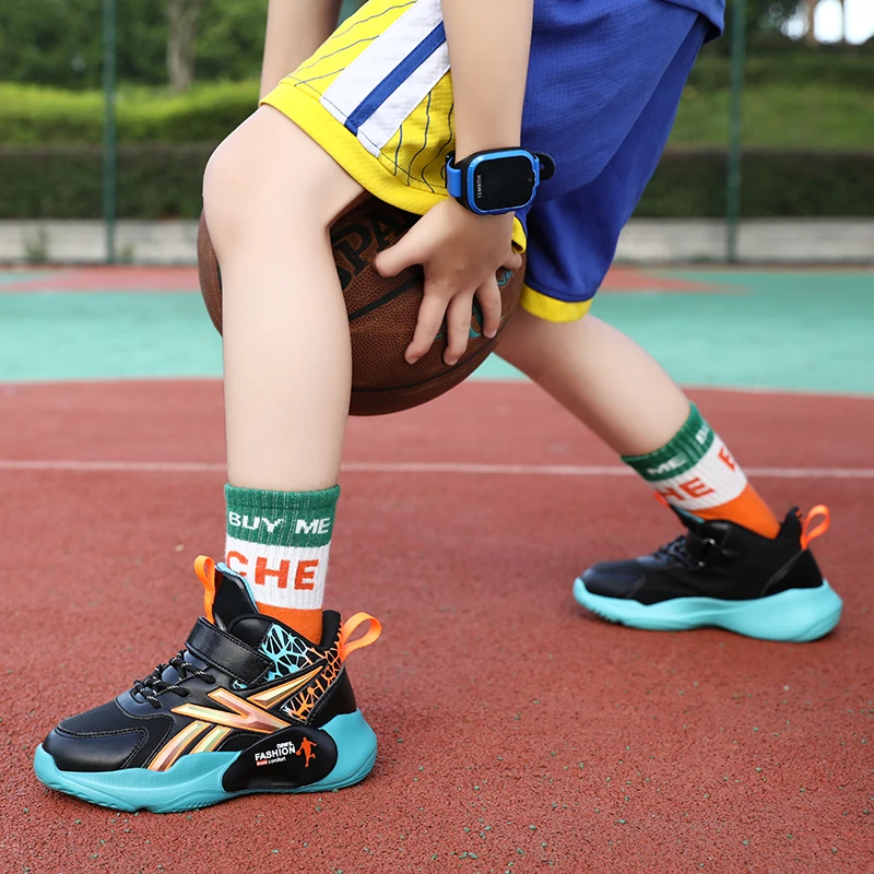 Children's Basketball Sneakers Breathable Lightweight Children's Shoes Non-slip Casual Boys Shoes Walking Sneakers