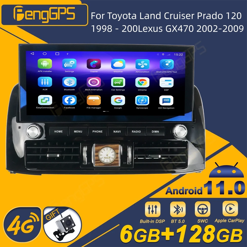 

For Toyota Land Cruiser Prado 120 1998 - 2008 Lexus GX470 2002-2009 Android Car Radio 2Din Stereo Receiver Autoradio Multimedia