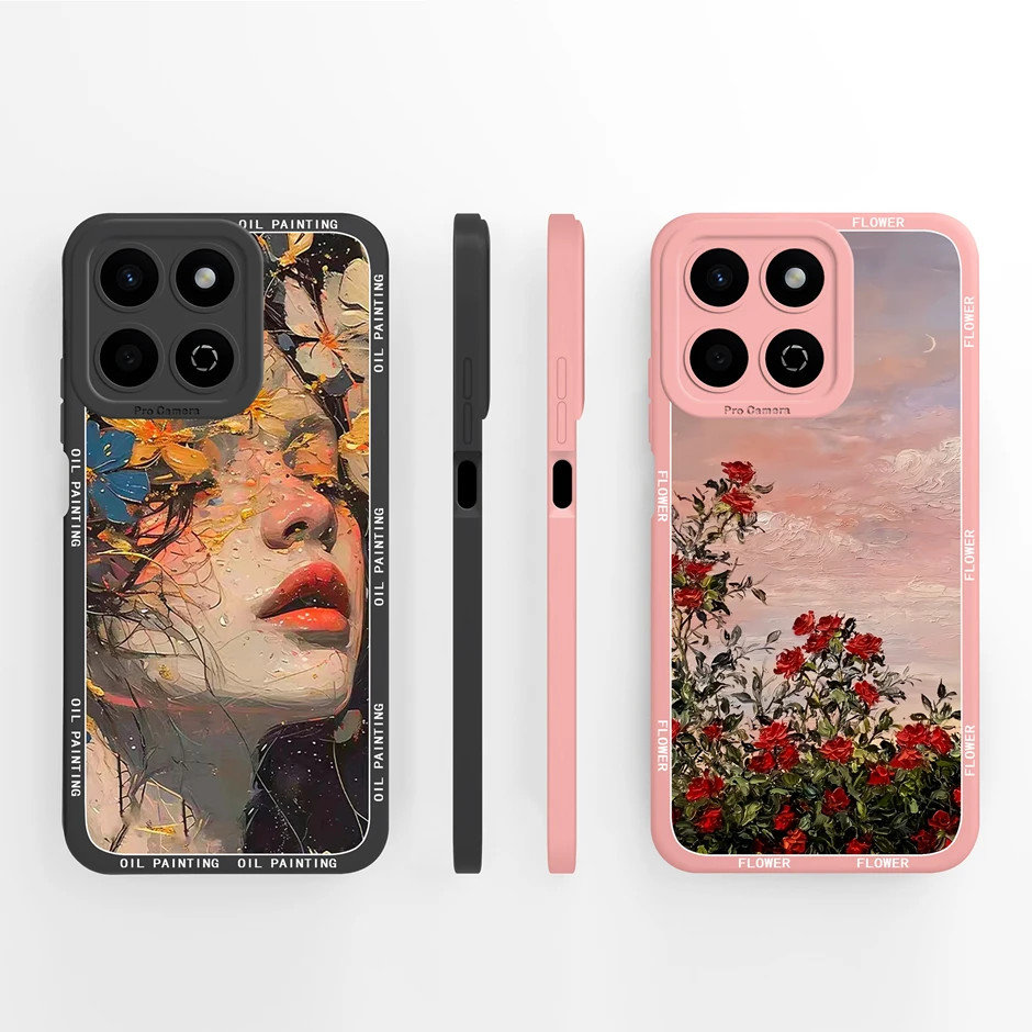 Artistic Oil Painting Floral Design Soft Silicone Anti-Drop Phone Case Cover