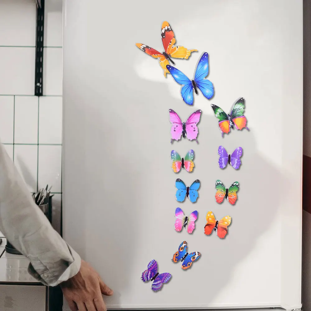 12pcs Luminous 3D Butterfly Wall Sticker for Kids Bedroom Home Living Room Fridge Decal Party Gathering Props Glow in Dark