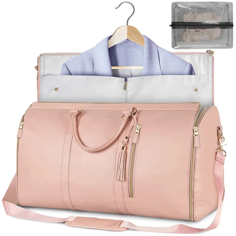 Fashion Large PU Folding Suit Storage Bag Women High Capacity Foldable Travel Bag Travel Sport Outdoor Multi Function Organ