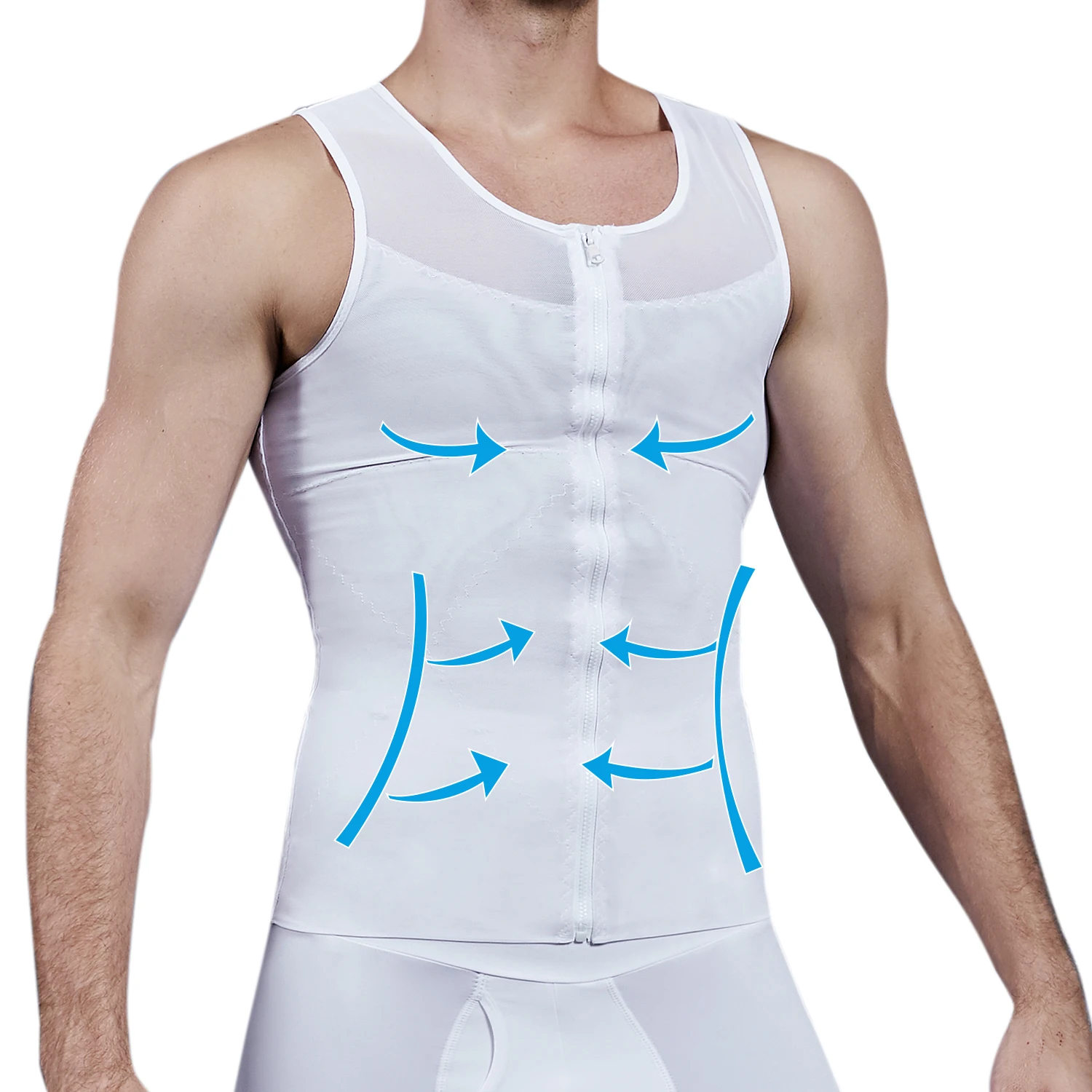 

Mens Compression Shirt Slimming Body Shaper Vest Workout Tank Tops Abs Abdomen Undershirts Zipper Up Sleevelss Shapewear