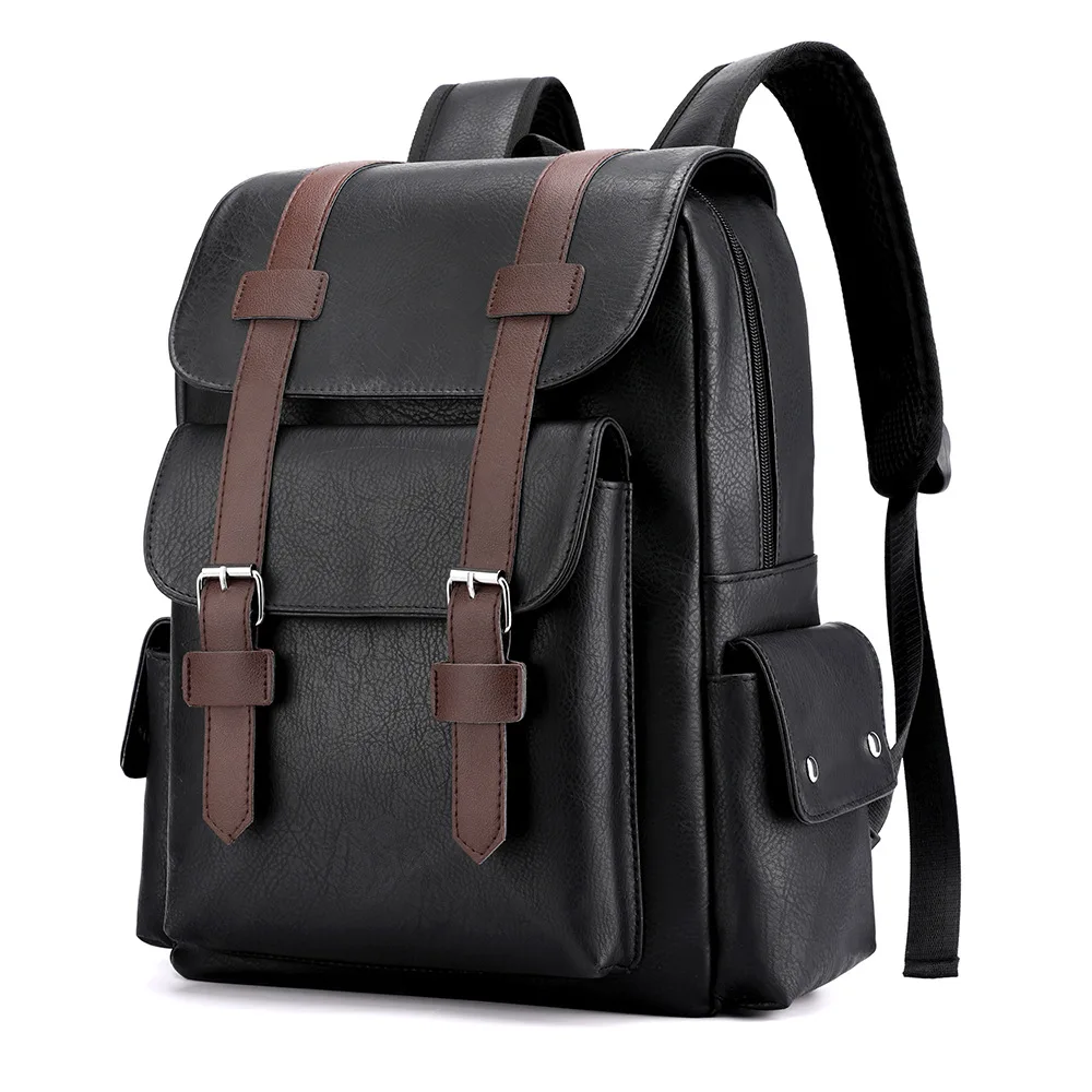 

Men's Fashion Korean Travel Pu Leather Backpack Large Capacity Business Computer Laptop Backpack Mochilas Student Schoolbag 2022
