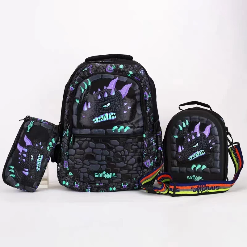 

Black Dinosaur School Bag Boys Cool Dazzling School Bag Student Backpack Large Capacity Lightweight Children's Backpack