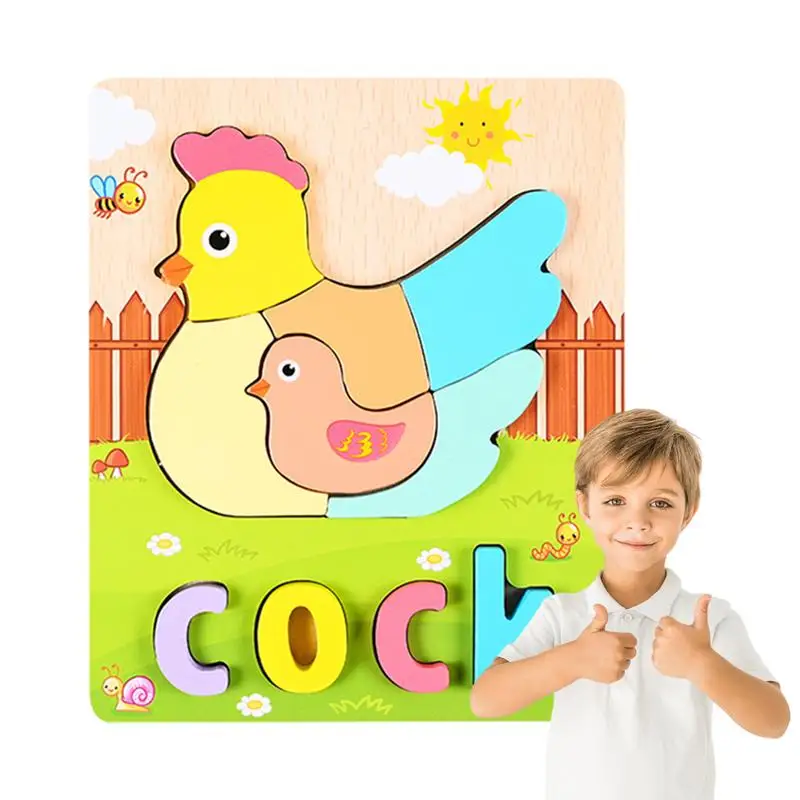 

Preschool Animal Puzzle 3D Wood Puzzles For Kids Cognitive Montessori Toy Funny Educational Toys For Christmas Youth Aged 3