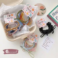 6pcs Pack Ins Style Simple Candy Color Elastic Hair Ties Children Daily Bowknot Hair Rope Women Ponytail Holder Accessories