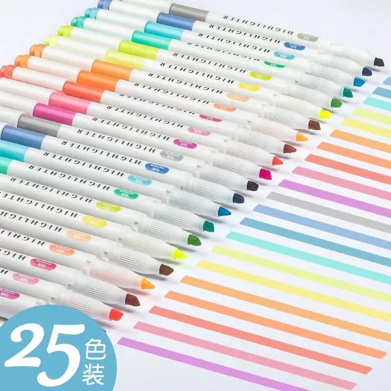 Double End Highlighters, Dual Tip Marker Pens, Highlighters, Thick/thin  Markers, School Supplies, Kawaii Stationery -  Denmark