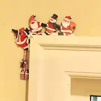 2026 New Wooden Santa Door Corner Decor Snowman Reindeer Pendant Christmas Cartoon Door Frame Decor Party Christmas Ornament 1