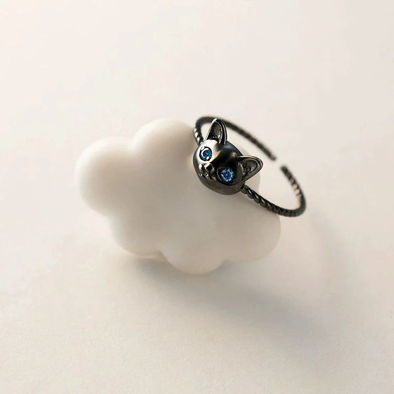 Blue Eyes Cat Open Ring For Girl Sweet Cute - PeticaDeals