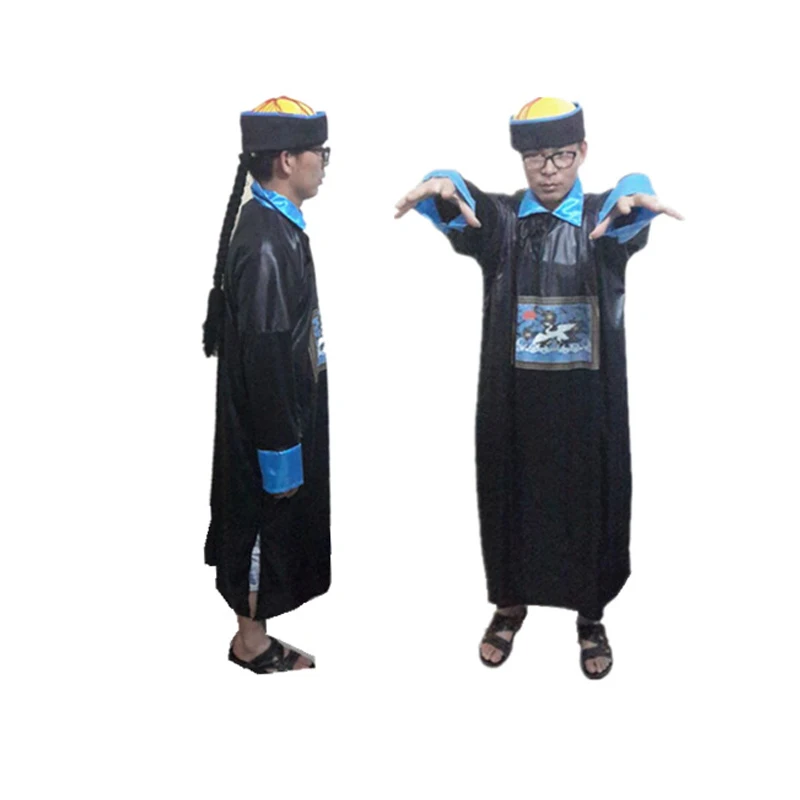 Halloween Cosplay Adult Chinese Qing Dynasty Zombie Scary Ghost Clothes Official Clothes Death Clothe Huangshan Taoist Costume