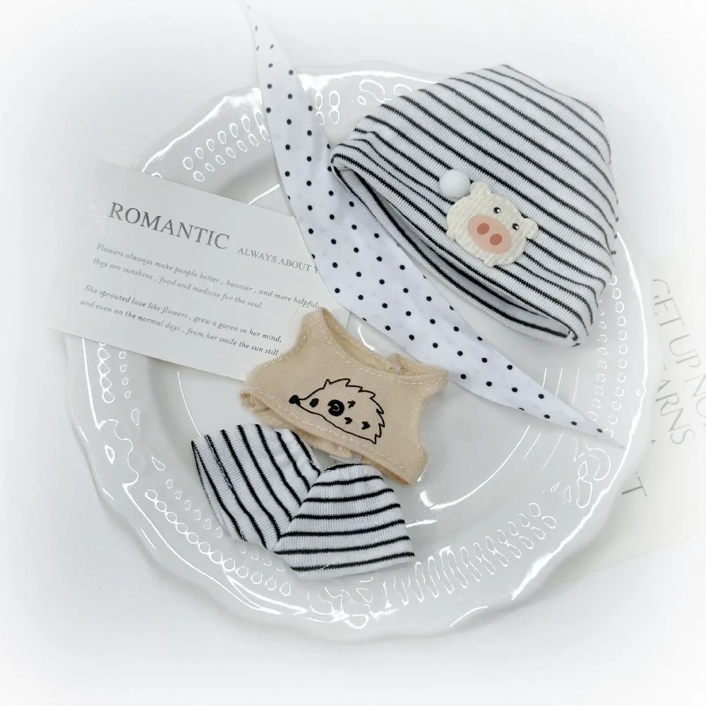 1 set Sleepwear 10cm Cotton Doll Clothes Hedgehog Night Dress Cotton Doll's Clothes Set T-shirt Cute 10cm Doll Clothes