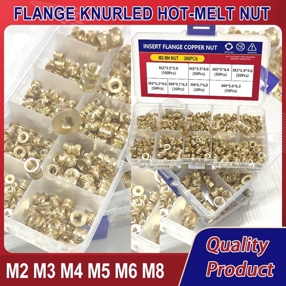 M2-M3-M4-M5-M6-M8-Brass-Insert-Nut-Hot-Melt-Flange-Thread-Knurled-T ...