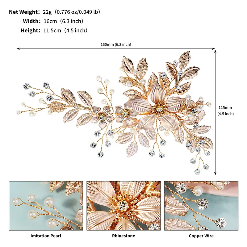 Bridal Hair Accessories Hair Accessories Flower Leaf Pearl Rhinestone Hair Clip Bridal Headpiece