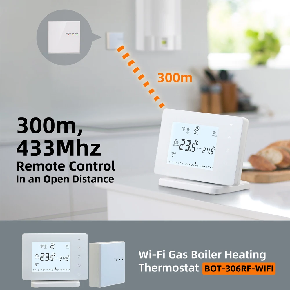 TUYA Smart Gas Boiler Wireless WIFI RF Thermostat and 6 Sub-Chamber Hub  Controller Central for Floor Heating Cable/ Heat Mat