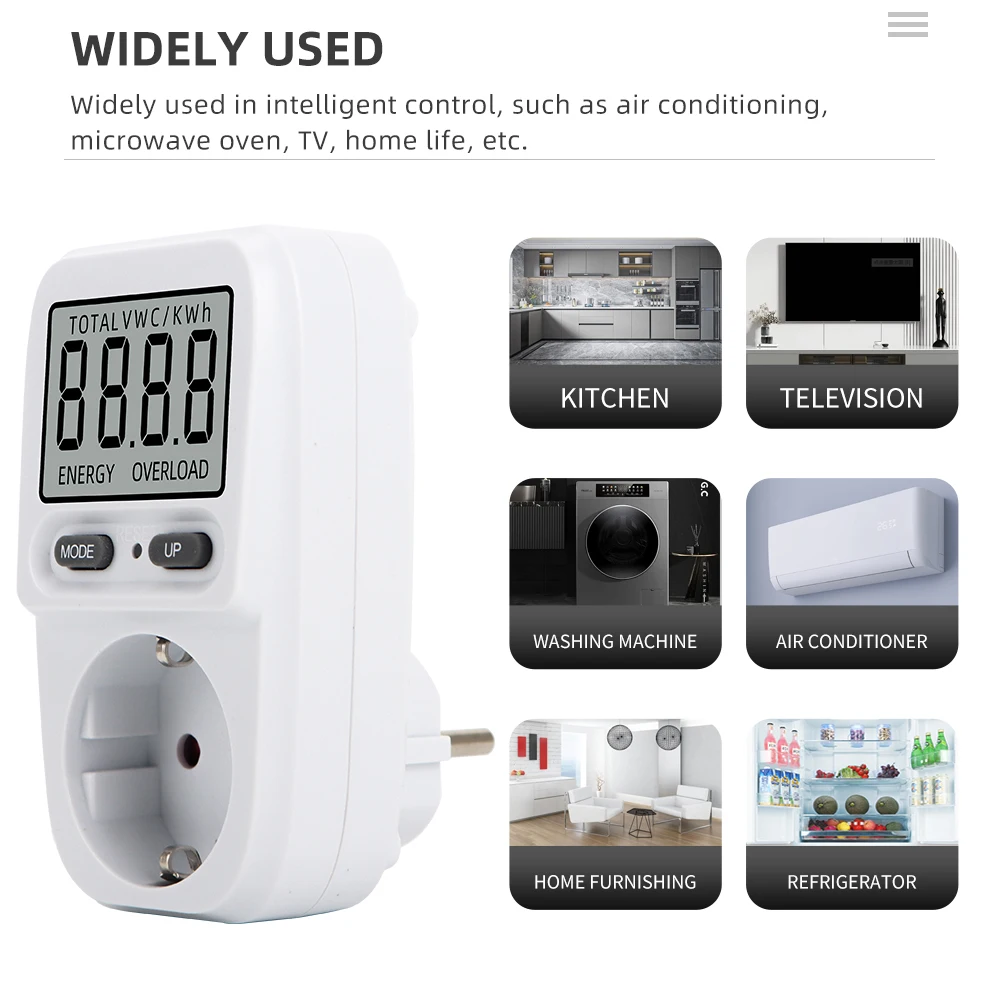 Smart LCD Energy Meter & Power Analyzer Plug – EU/FR