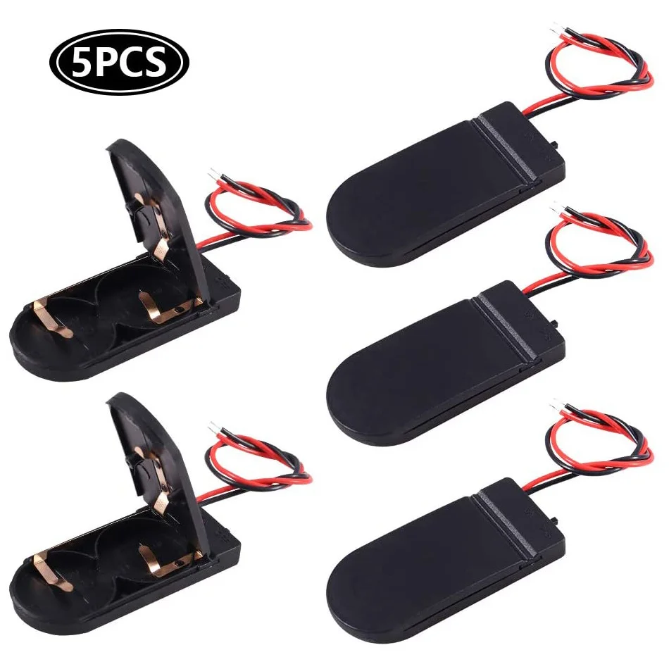 5PCS CR2032 Battery Holder Coin Cell Holder with Switch, 2 x 3V Button