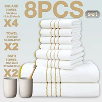 Ensemble de serviettes de bain en coton de haute qualité pour hôtel de luxe, 8 pièces, comprenant un ensemble doux absorbant à séchage rapide, adapté à la salle de bain. 1